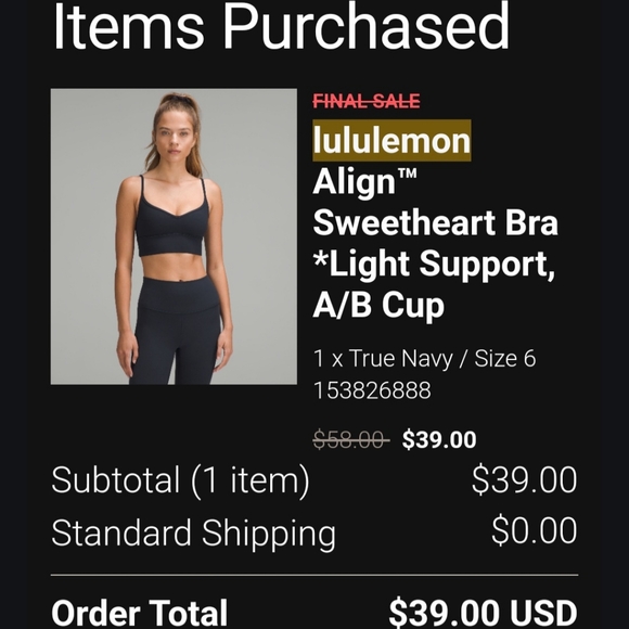 lululemon Align™ Sweetheart Bra A/B size 6 like new - Picture 4 of 4
